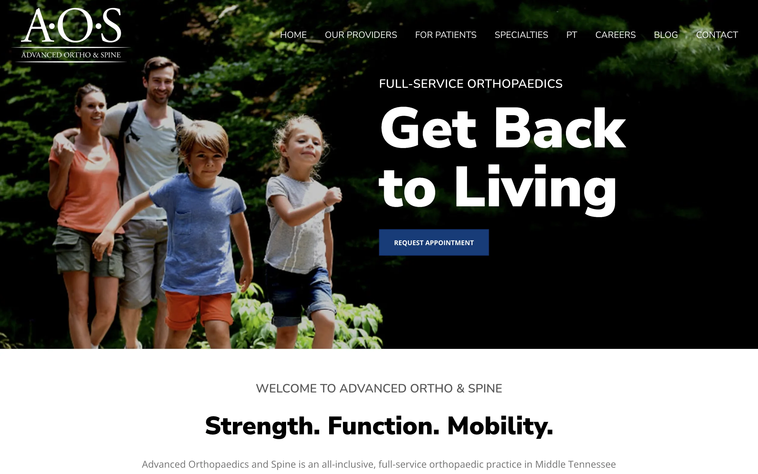 Advanced Ortho and Spine medical practice website development