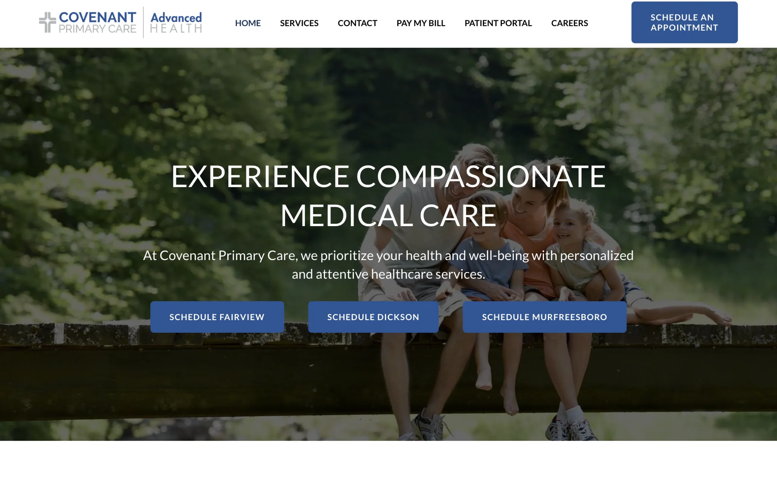 Custom website design and development for Covenant Primary Care