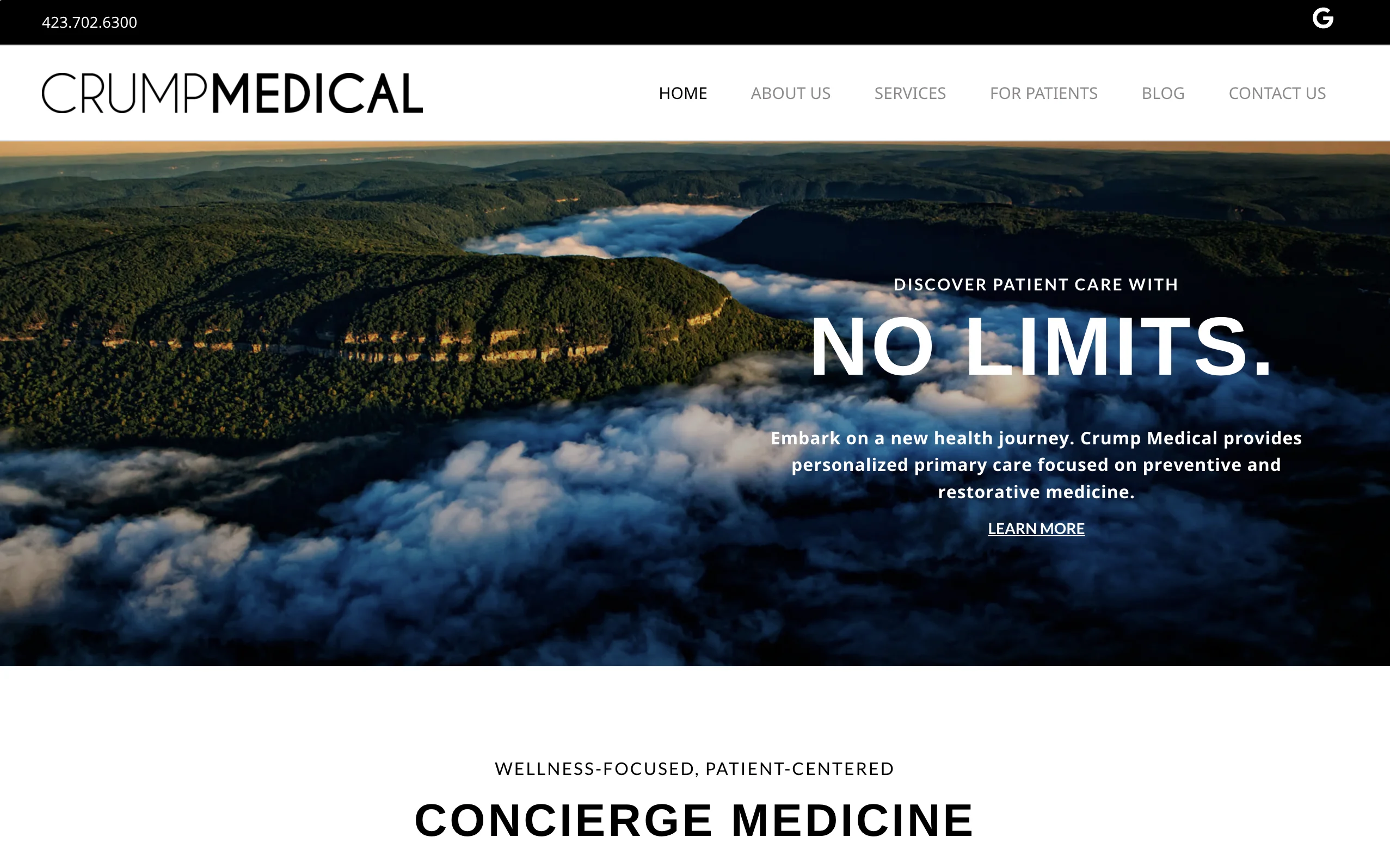 Crump Medical concierge medicine website design and implementation