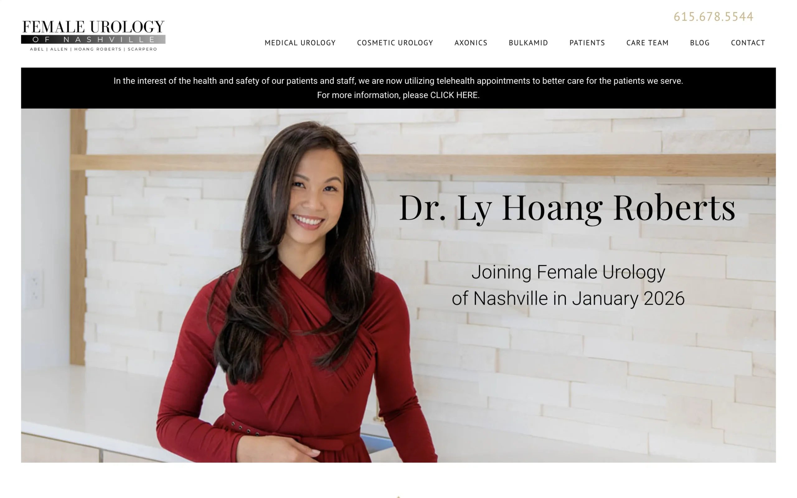 Female Urology of Nashville medical practice website development