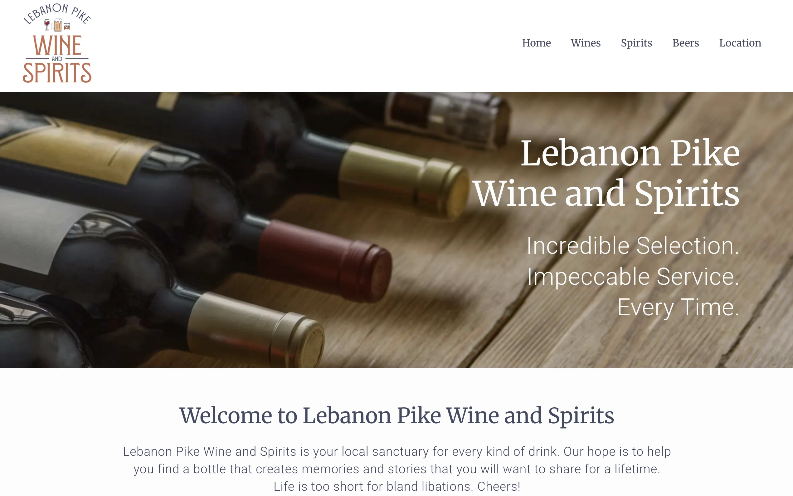 Web design and development for Lebanon Pike Wine and Spirits