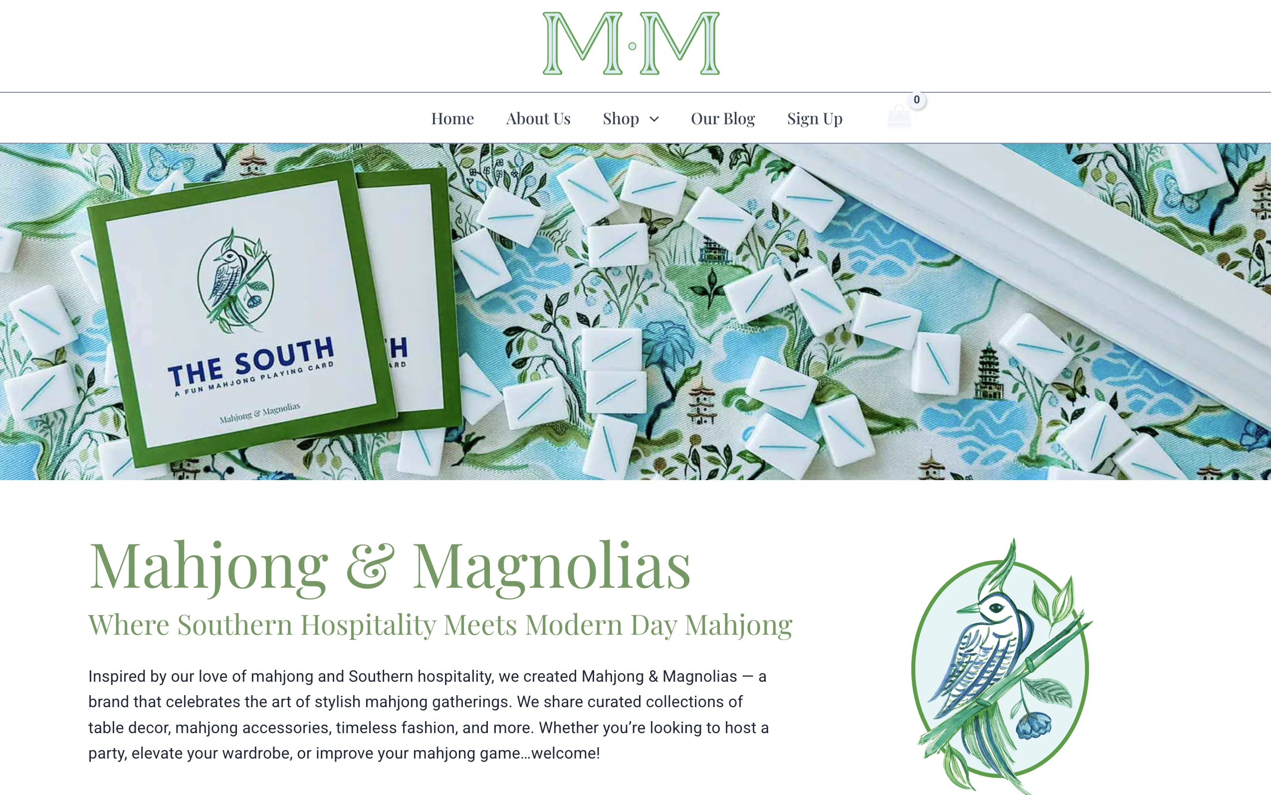 E-commerce website design and custom development for Mahjong and Magnolias by Pratt Web Solutions