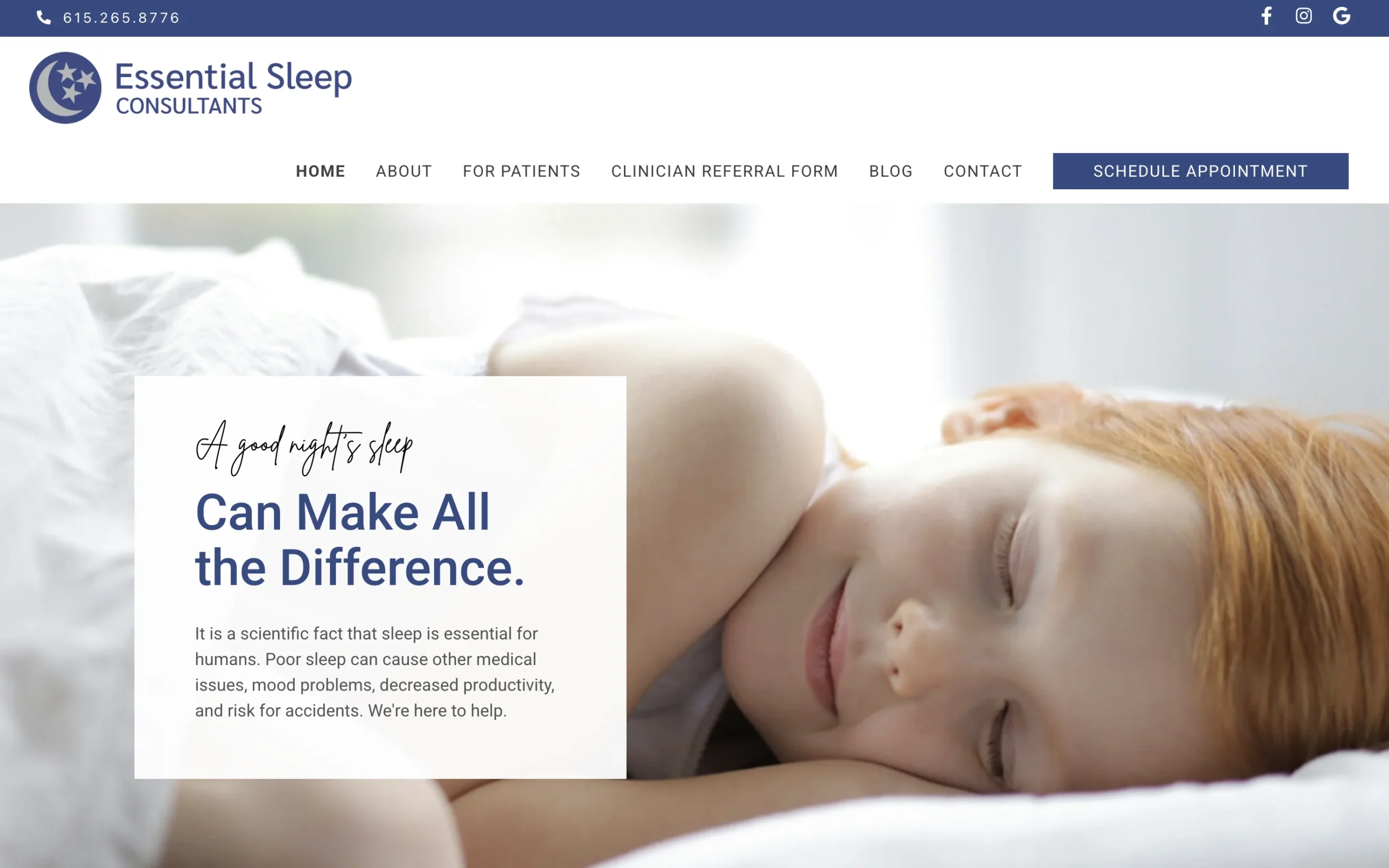 Essential Sleep Care medical sleep clinic website development
