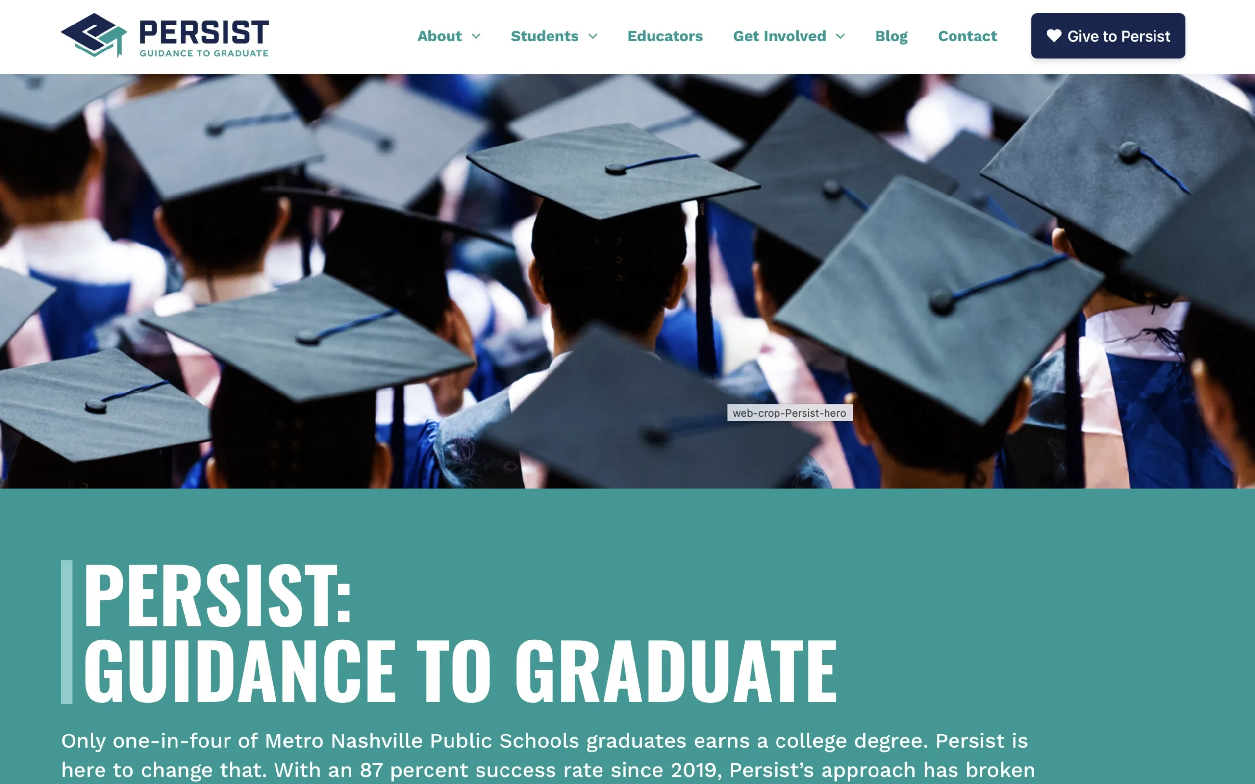 Mobile-responsive website execution and WordPress build for Persist by Pratt Web Solutions