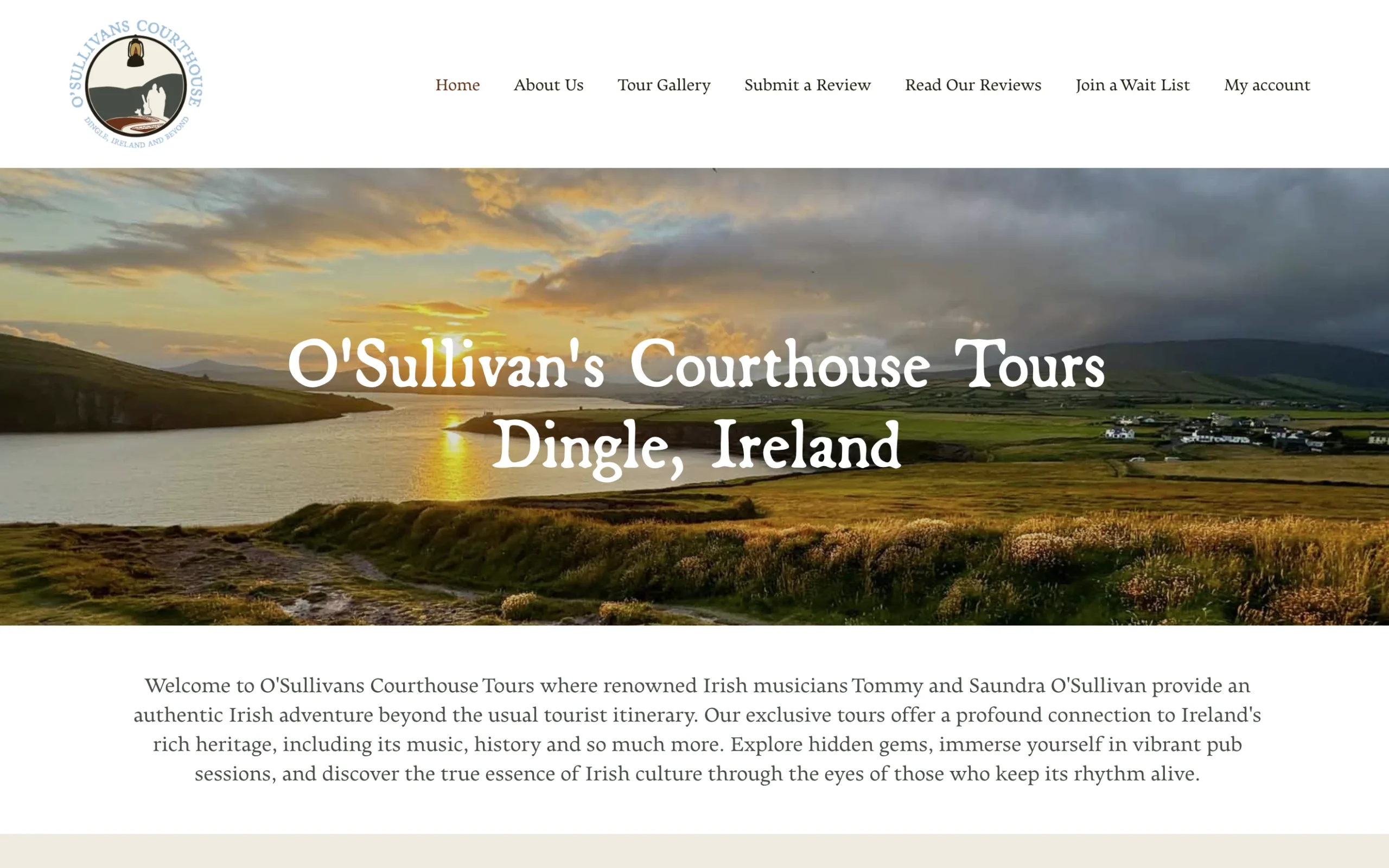 O'Sullivan's Courthouse Tours travel website development by Pratt Web Solutions