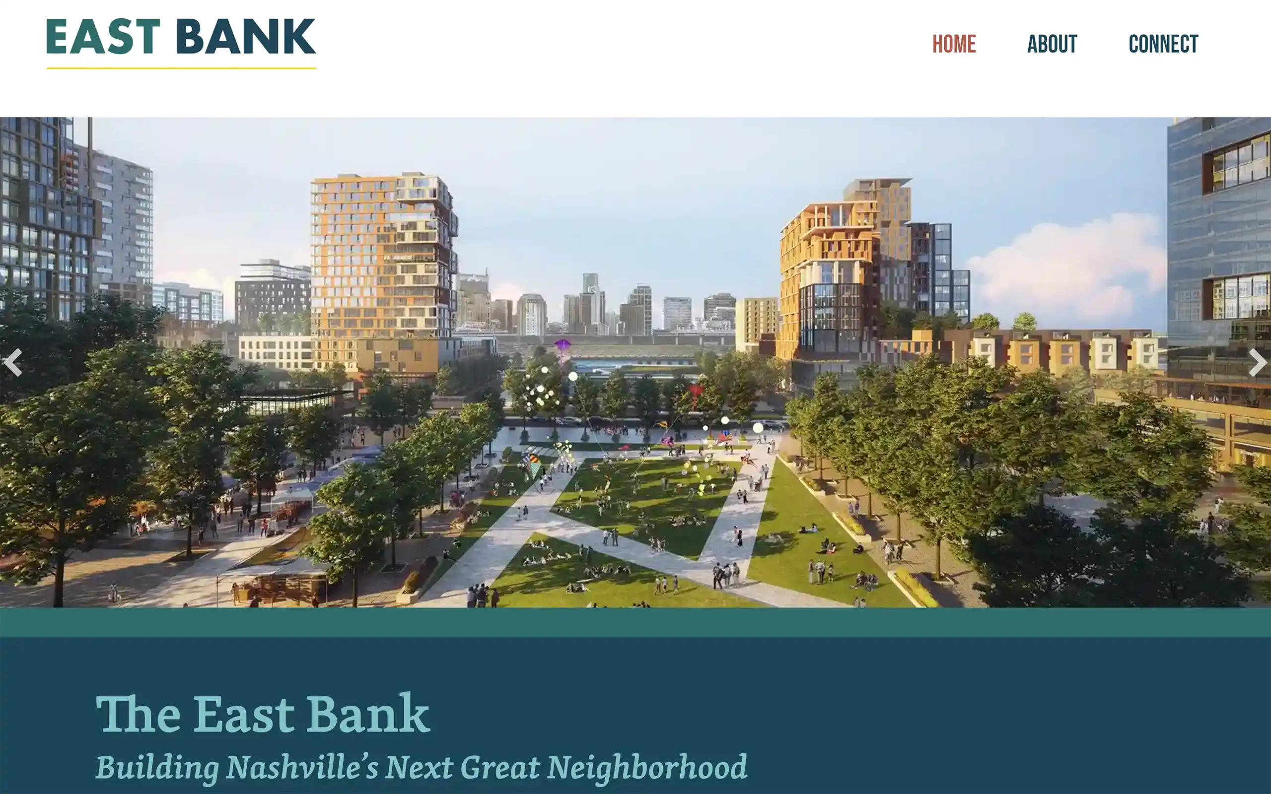 East Bank Development Authority website development for Nashville's East Bank by Pratt Web Solutions